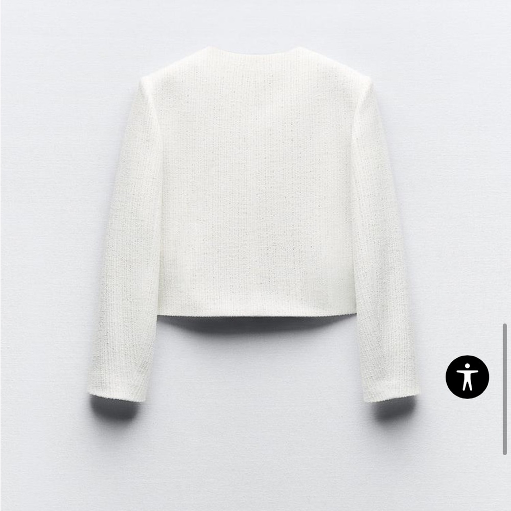 ZARA Structured Metallic Thread Cropped Jacket - Picture 5 of 13